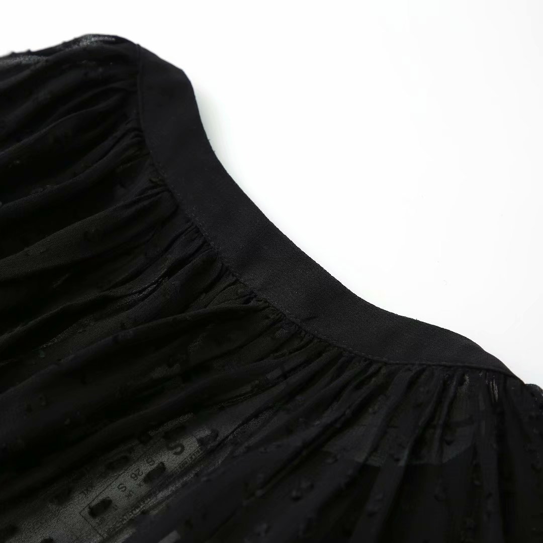 2019秋季新款女装欧美街头时尚气质百搭v领薄纱长袖罩衫w06 8109