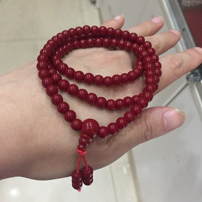 佛教喇荣佛学院红色怀业琉璃念珠红佛珠108手链手串
