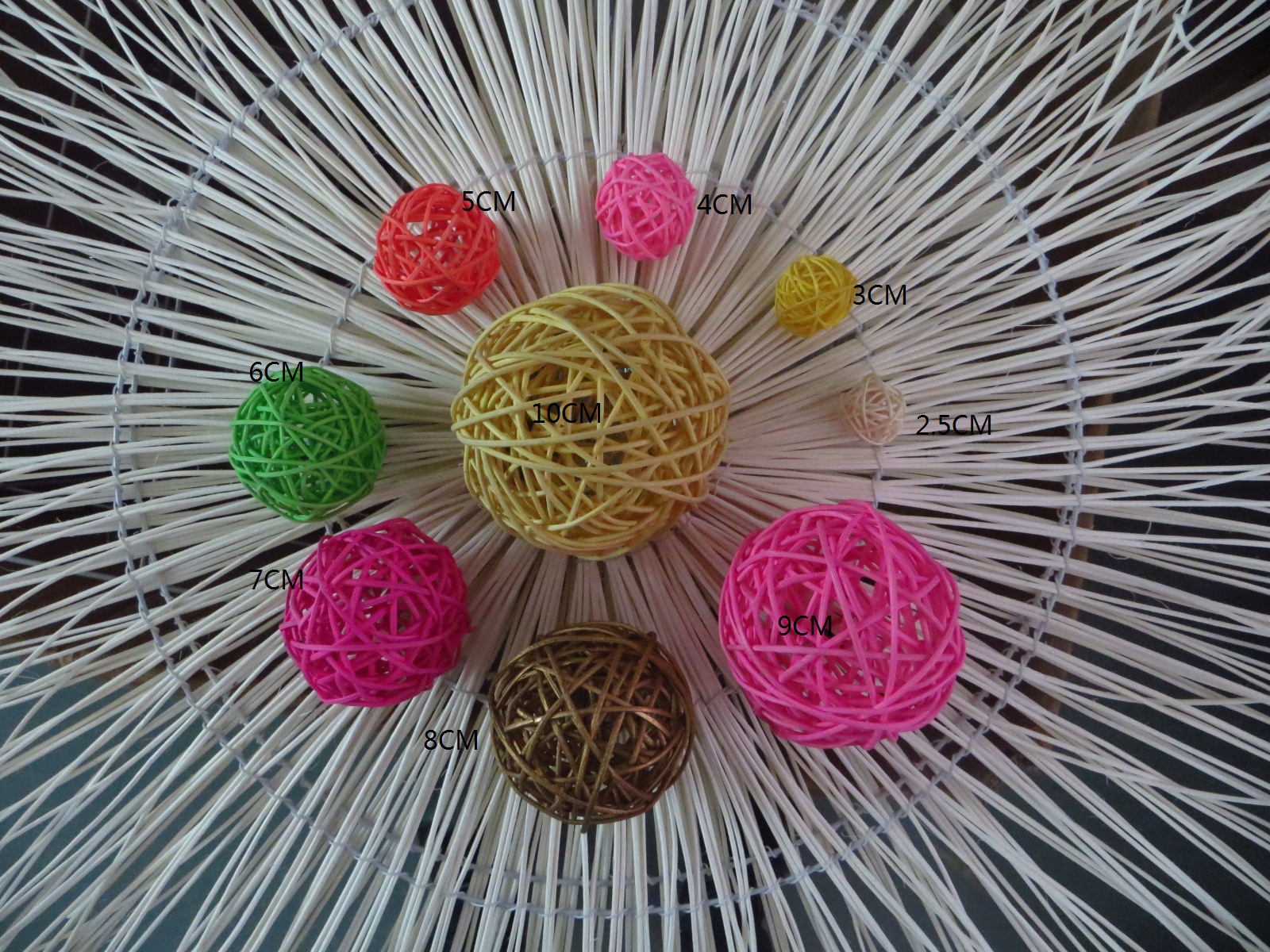 5cm-12cm藤球香薰白色藤球彩色藤球 藤球装饰品藤编工艺品