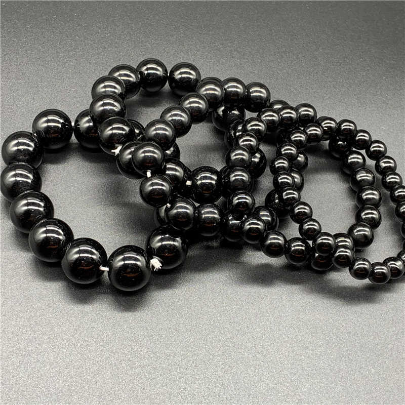 Imitation Black Agate Bracelet Men‘s Simple Black Glass Bracelet Imitation Obsidian Tourmaline Crystal Bracelet Opening Promotion Gift