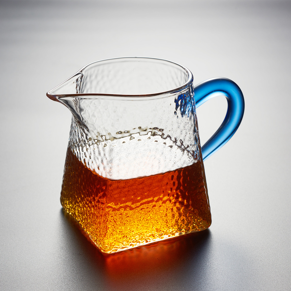 耐热玻璃公道杯 加厚锤目纹玻璃分茶器 大号方形茶海玻璃茶具配件