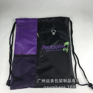 涤纶抽绳袋 拉链尼龙束口袋拉绳袋 210d牛津布背包袋带耳机孔
