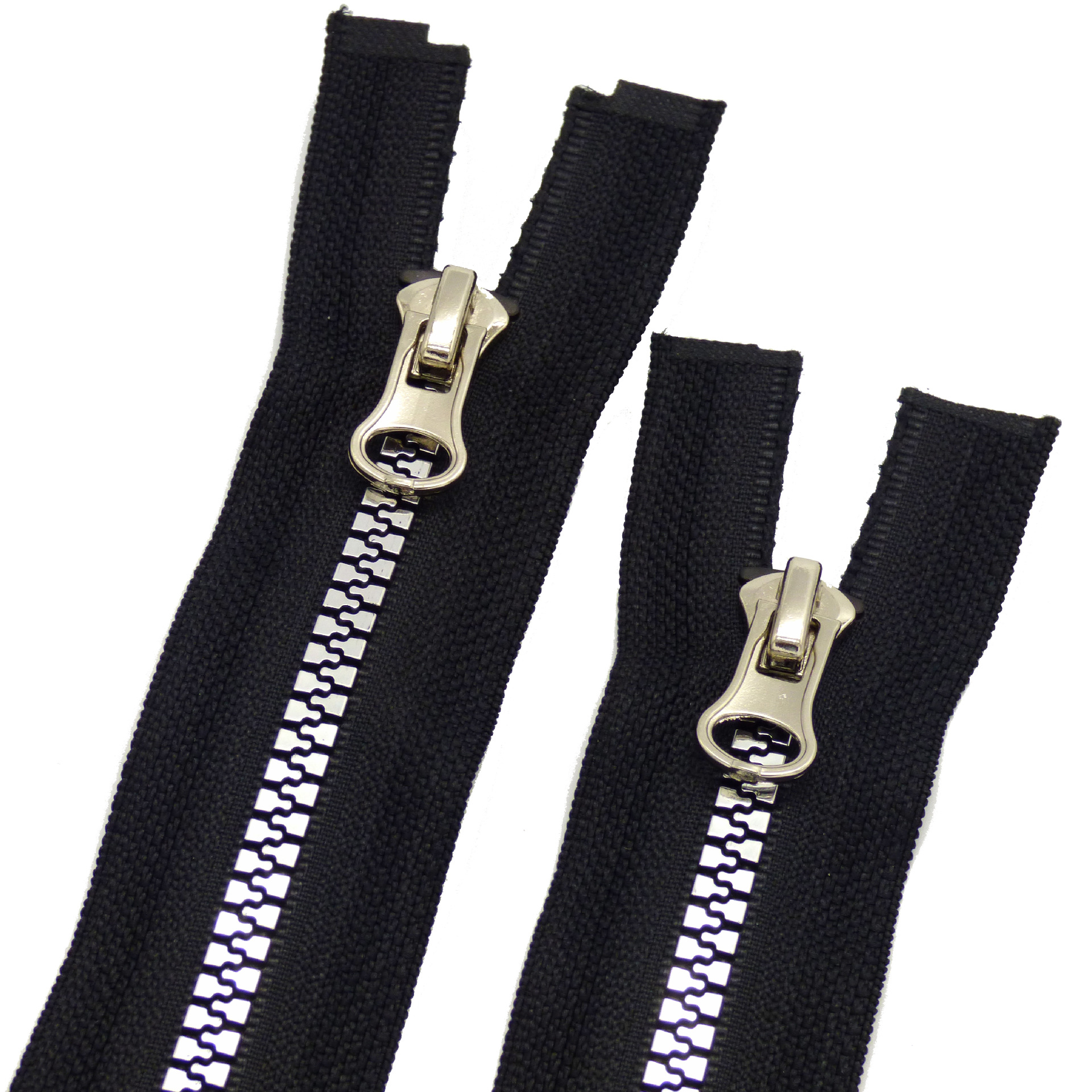 厂家直销 5号树脂镀白金普通牙开尾拉链 服装订制5号胶牙箱包拉链