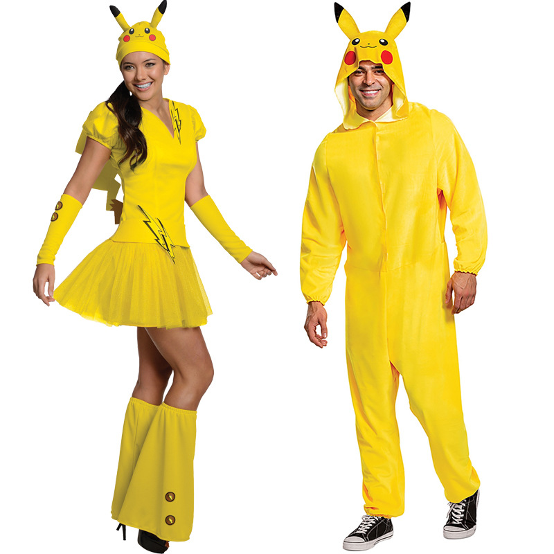 新款万圣节情侣动漫皮卡丘服装 成人舞台表演服角色扮演 游戏制服