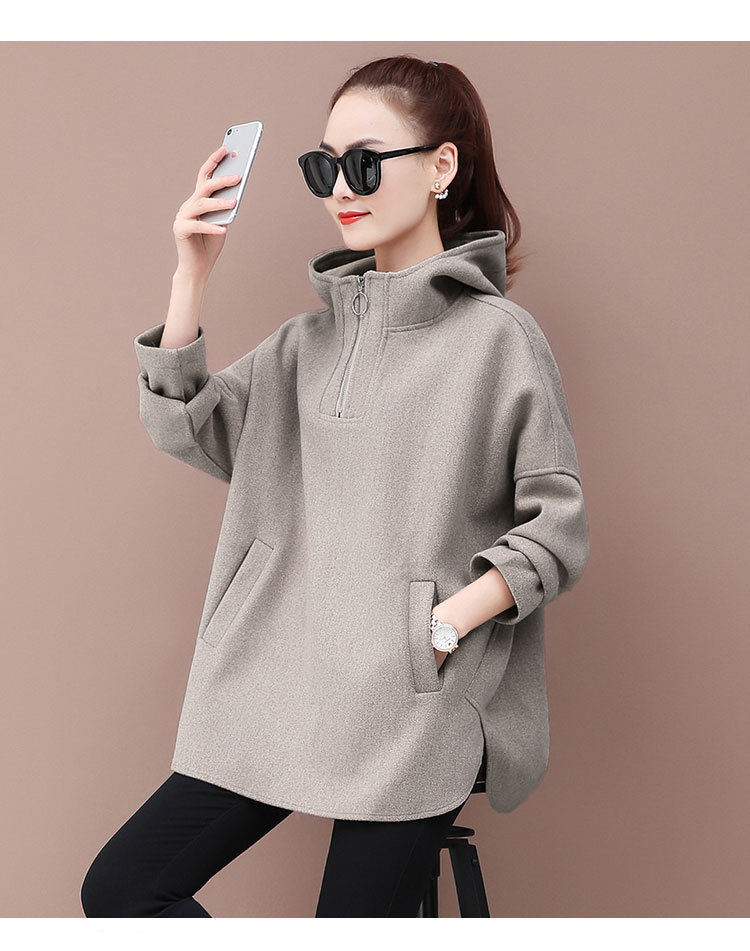 连帽卫衣女中长款春秋2020新款韩版宽松洋气早秋时尚上衣休闲外套