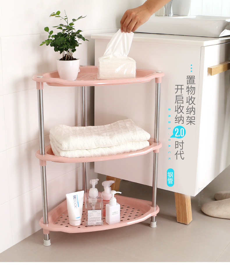 三层置物架厨房桌面收纳架卫生间客厅落地储物架整理架镂空层架