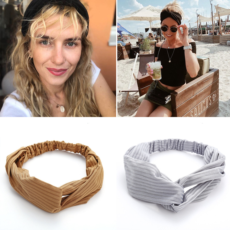 亚马逊shopee爆款发带女 交叉弹力发带纯色打结松紧瑜伽发饰-阿里巴巴