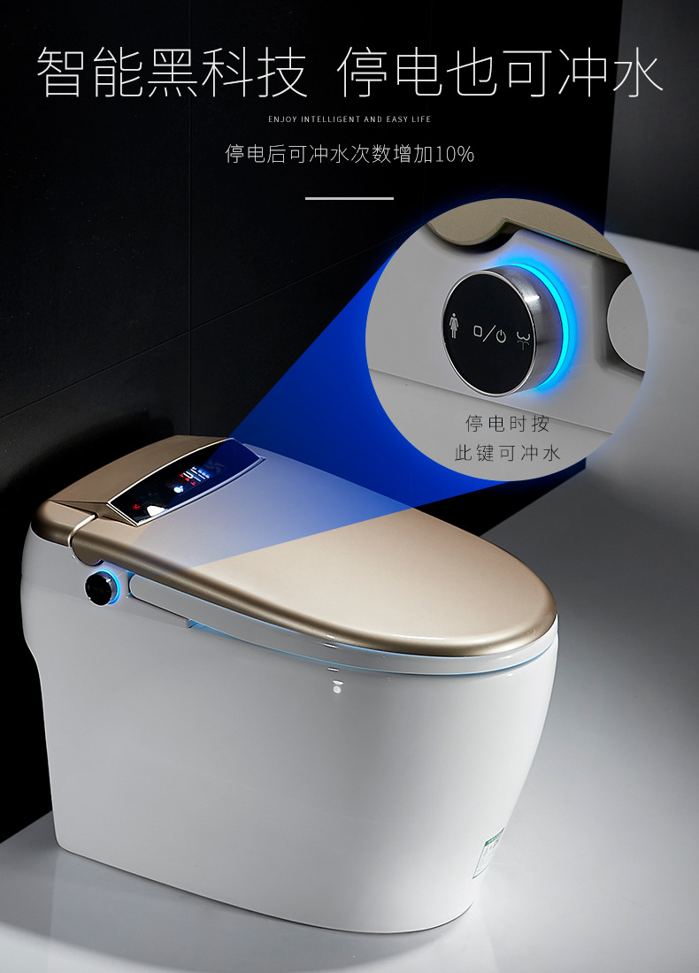 陶瓷智能马桶全自动翻盖冲水坐便器即热式家用座便器一体式节水