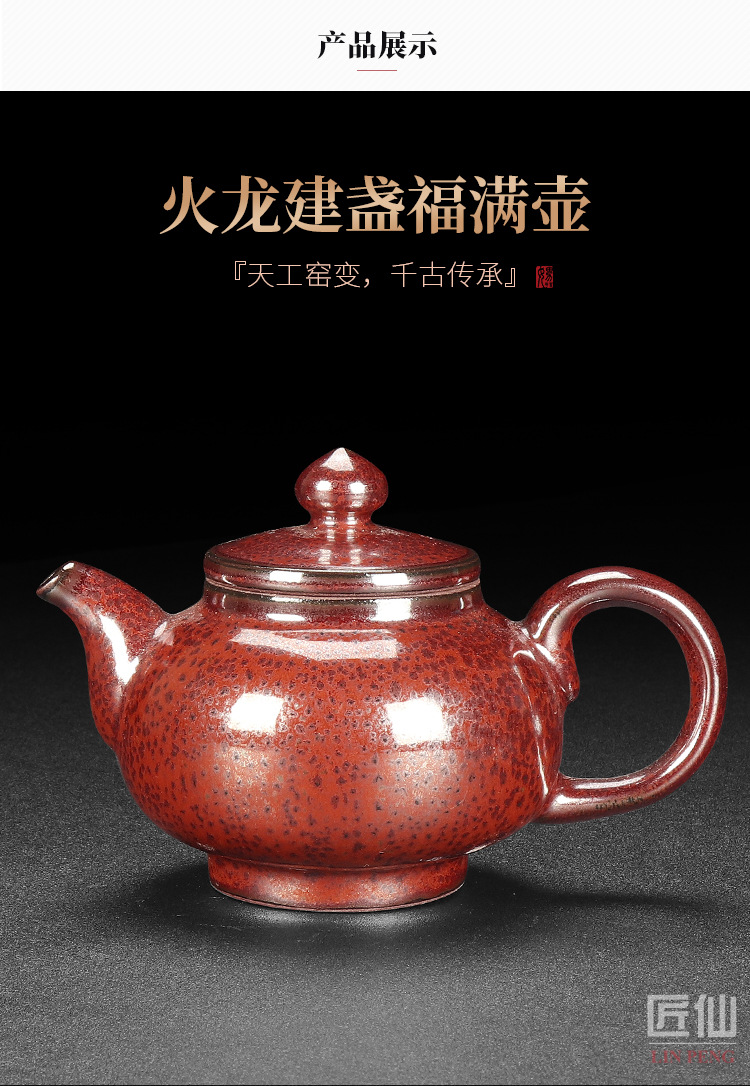 陈为椿大师天目窑变陶瓷过滤泡茶器日式功夫茶具建盏茶壶单壶