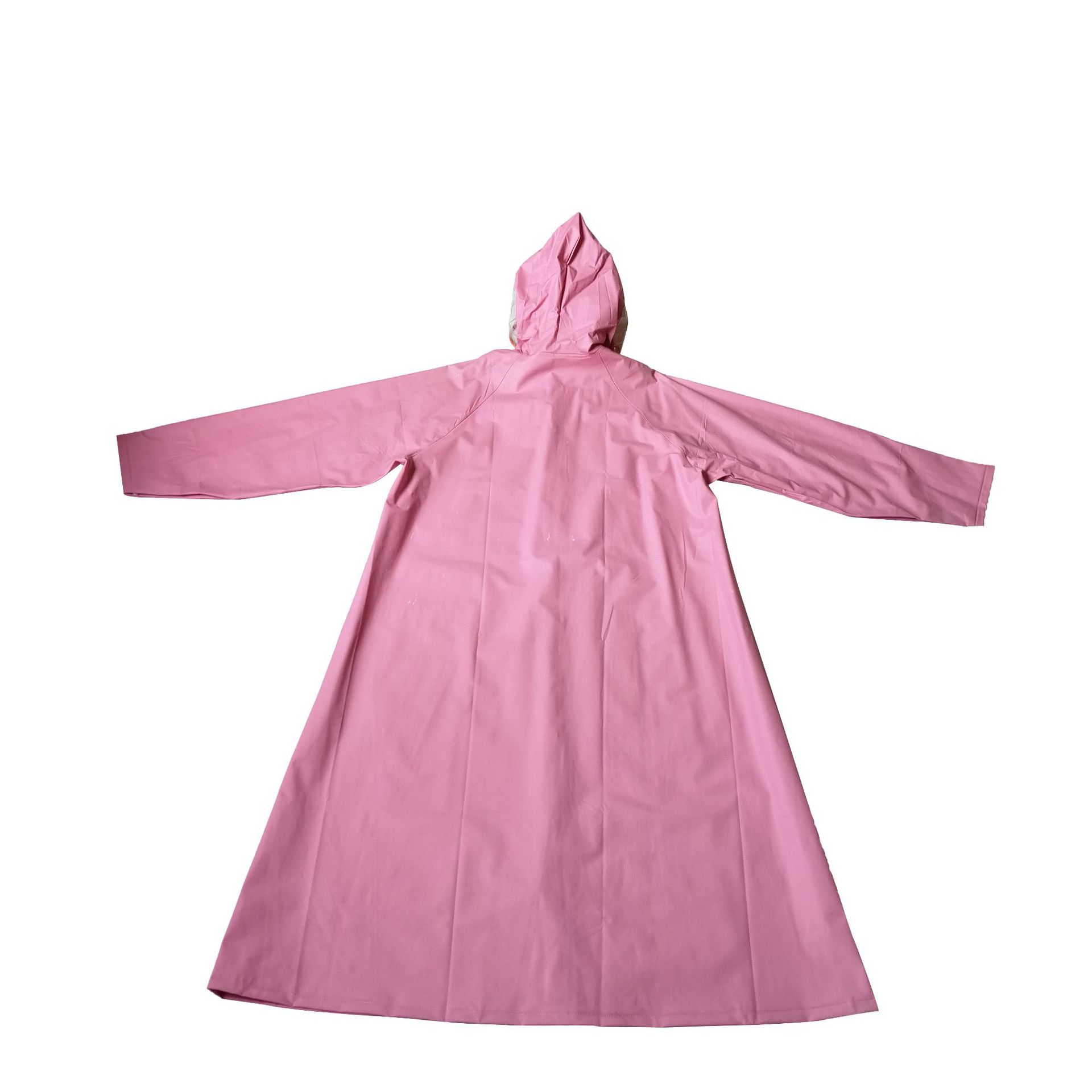 厂家专业生产定制 pvc粉色长款成人雨衣 防水徒步登山骑行雨衣