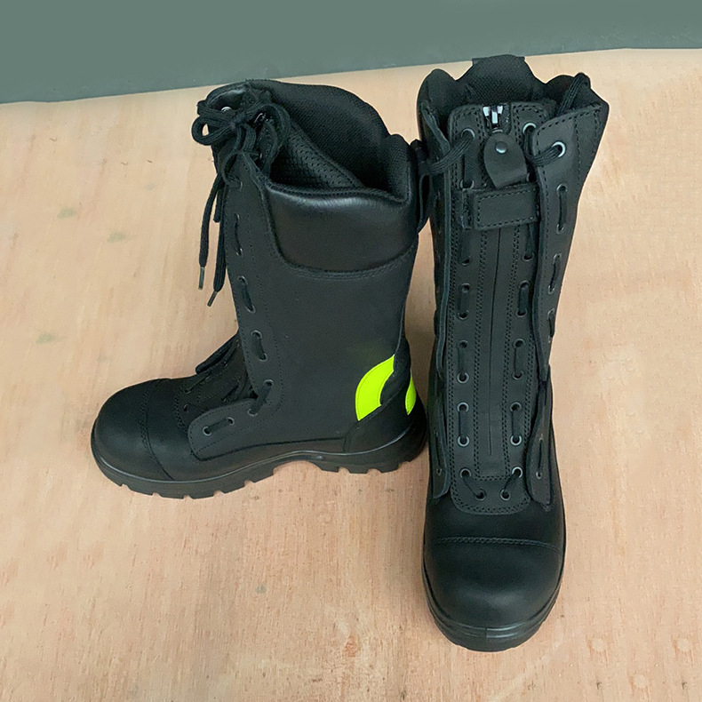 消防员灭火防护皮靴 皮质灭火防护靴消防靴防火鞋防扎鞋消防皮靴