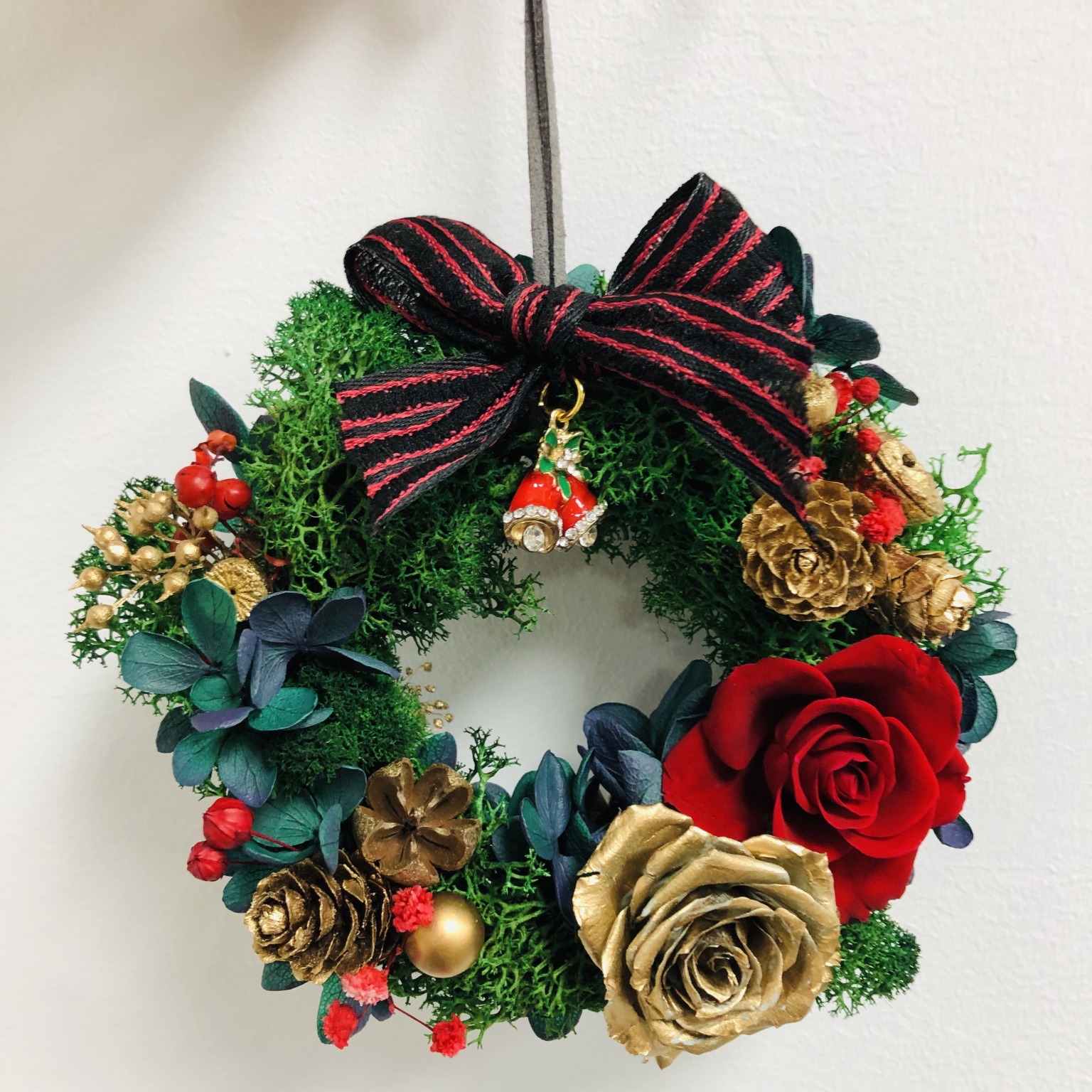 原创diy纯手工制作家居挂件装饰圣诞礼物门上挂饰永生花玫瑰花环