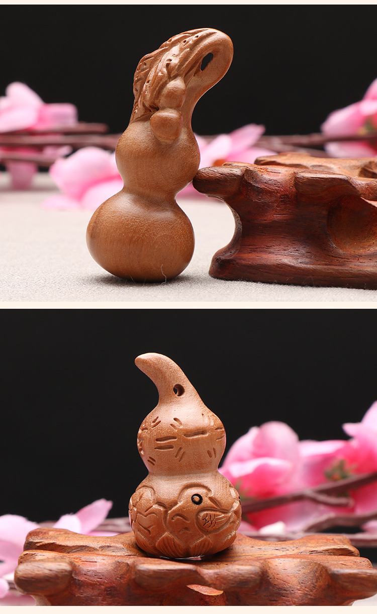 桃木手工雕刻钥匙扣挂件木雕 貔貅龙钱葫芦 工艺挂件创意小礼品