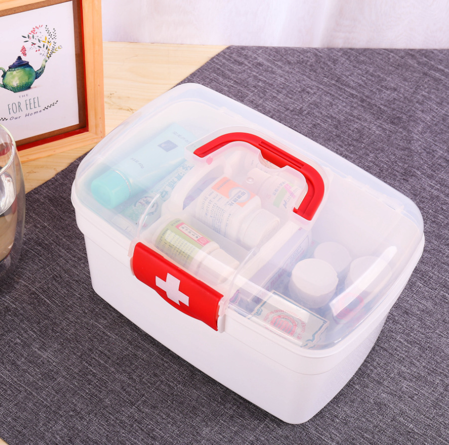 家用医药箱塑料应急救箱大容量便携药品收纳盒手提医疗箱可印logo