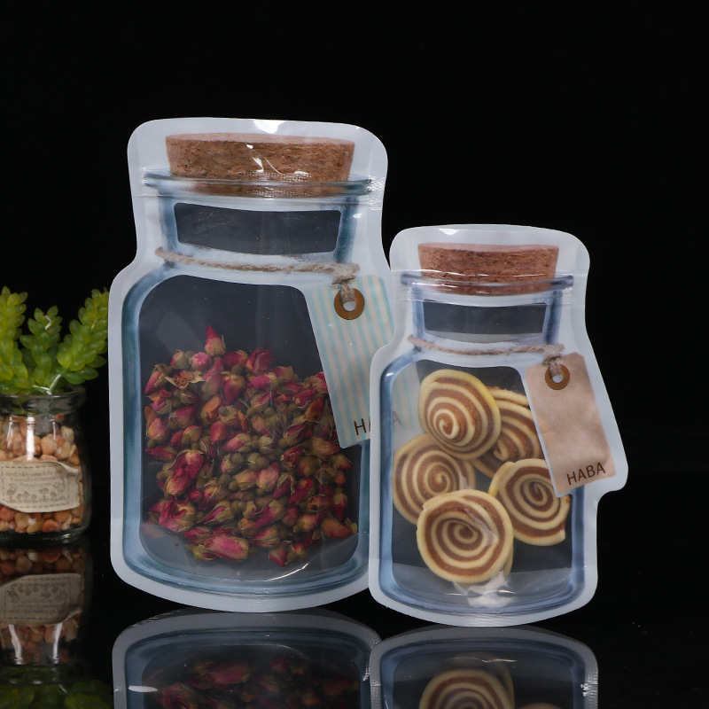 透明玻璃瓶食品包装收纳袋定做 异形自封烘焙饼干零食糖果食物袋