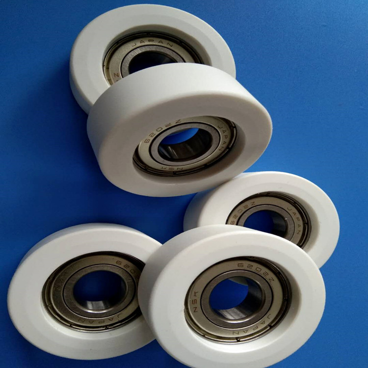 增强尼龙63001轴承 塑料双轴承滑轮包塑mc尼龙轴承量大从优
