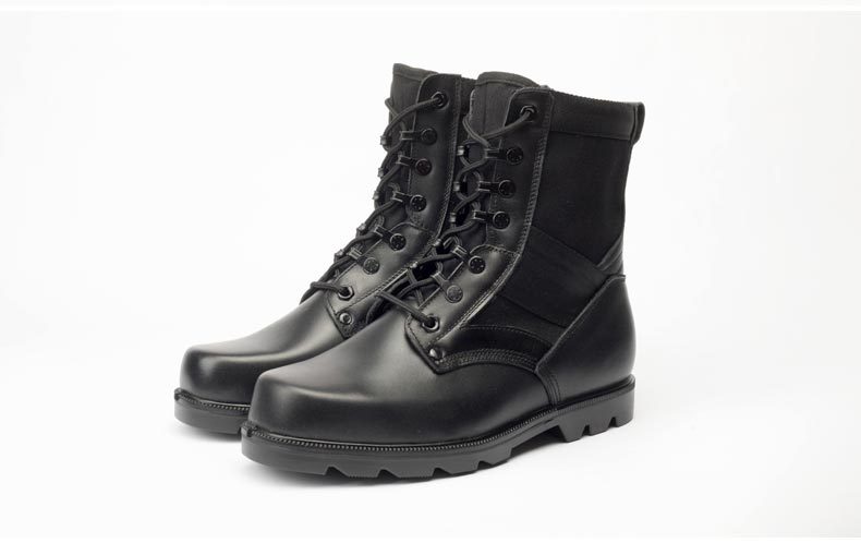 头层牛皮07作战靴耐磨橡胶大底军靴女黑色靴子 高腰户外靴登山靴