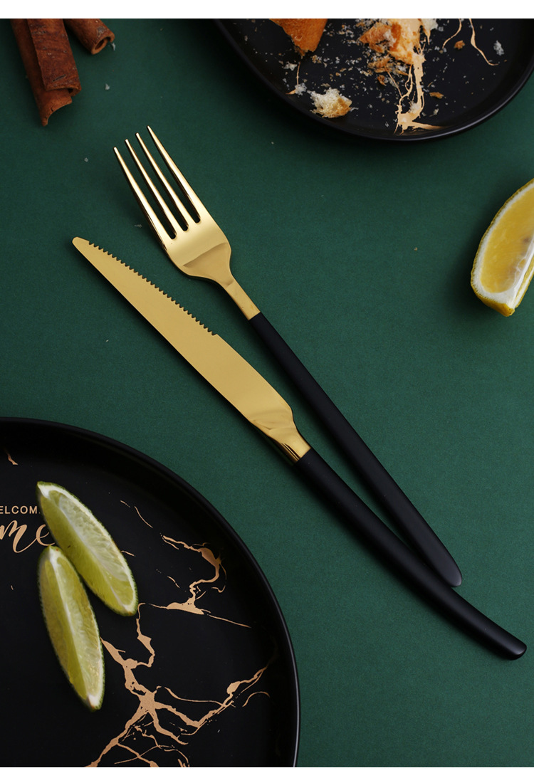 欧式不锈钢西餐餐具刀叉套装高档刀叉勺三件套家用牛排刀叉子勺子