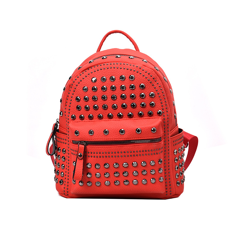 INS Super Hot Rivet Small Backpack for Women 2022 New Fashion Student Mini Schoolbag PU Leather Casual Backpack 1