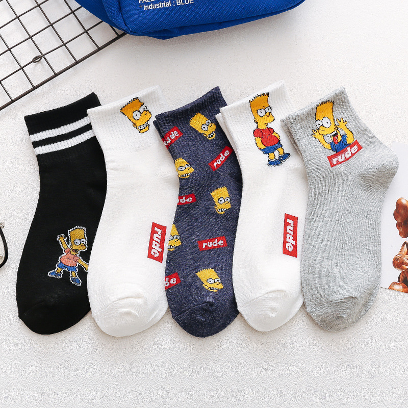 Simpson Socks Men's Middle Tube Socks Female Long Socks Cartoon Anime Fashionable Socks Couple Cotton Socks