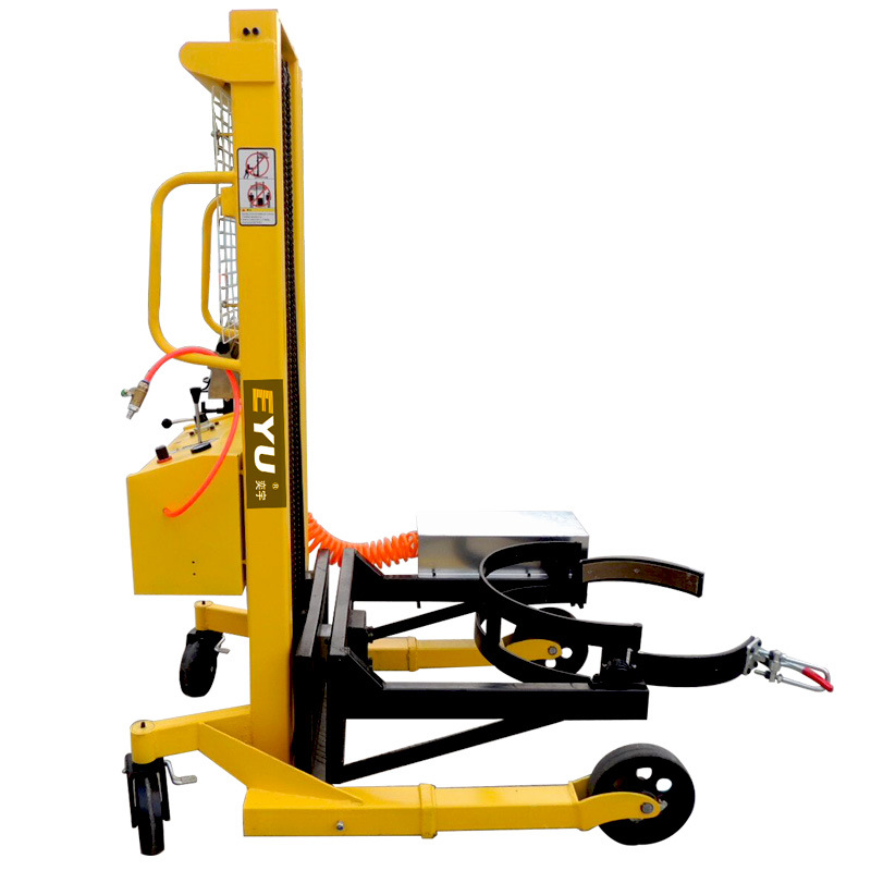 气动抱桶车防爆称重油桶车升降堆高翻转倾倒油桶车气动倒料倒桶车