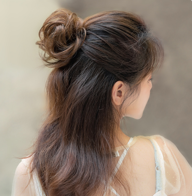 抖音快手地摊专供丸子头发圈花苞头真发抓夹发包盘发器半丸子