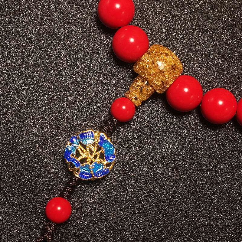 热卖朱砂景泰蓝念珠手链 故宫压襟佛珠手串饰品 淘宝跨境直销货源