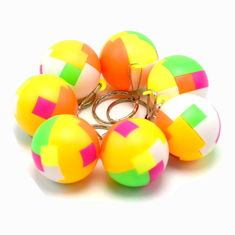 新奇益智圆形方形拼装组合智力魔方孔明锁玩具含钥匙扣装扭蛋玩具