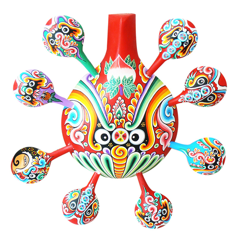 陕西特色旅游纪念品企业特色文化礼品桐木纯手工社火马勺脸谱