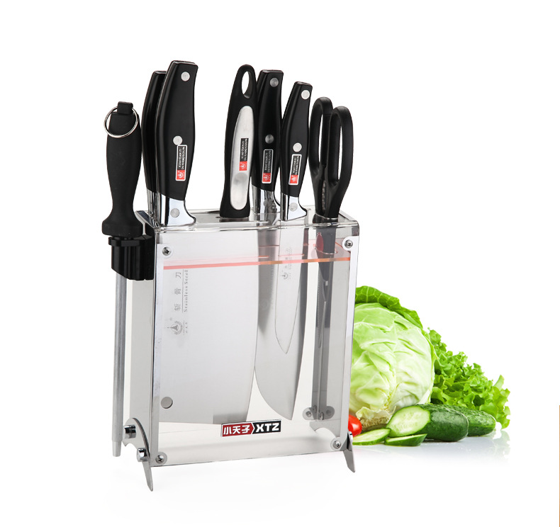 厂家直销阳江小天子厨房8件套刀具套装 塑料柄礼品套刀oem厨用刀