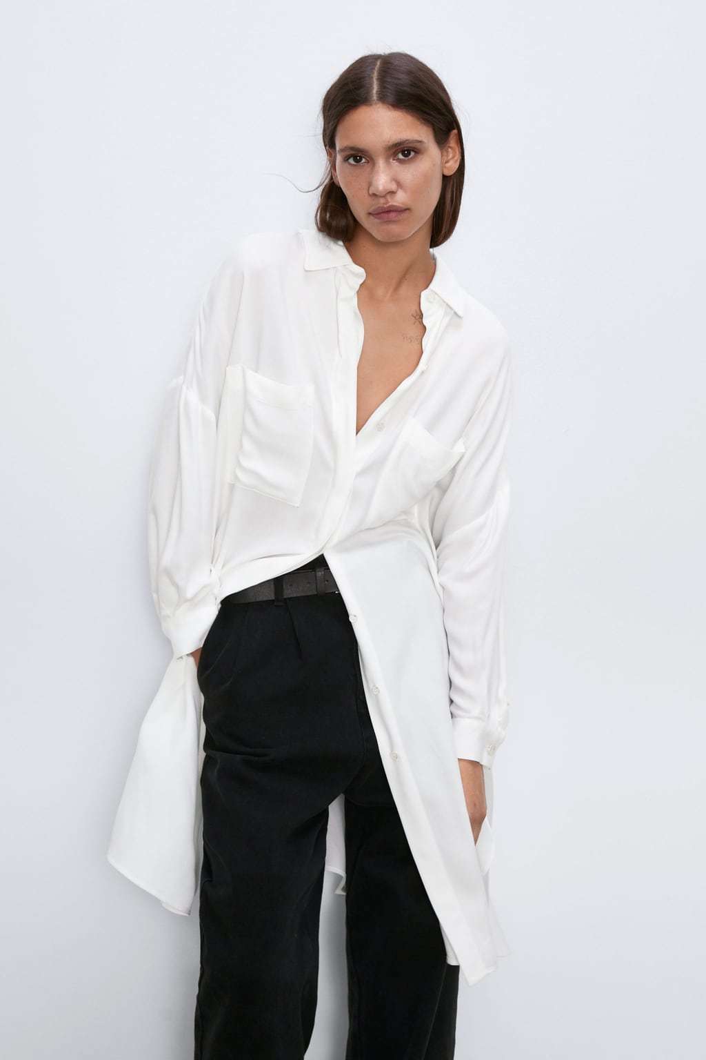 2020春新款女装垂性长罩衫长袖白衬衫女 新款代发