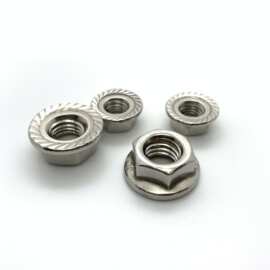 304不锈钢din6923六角法兰螺母 底花防滑带齿螺母