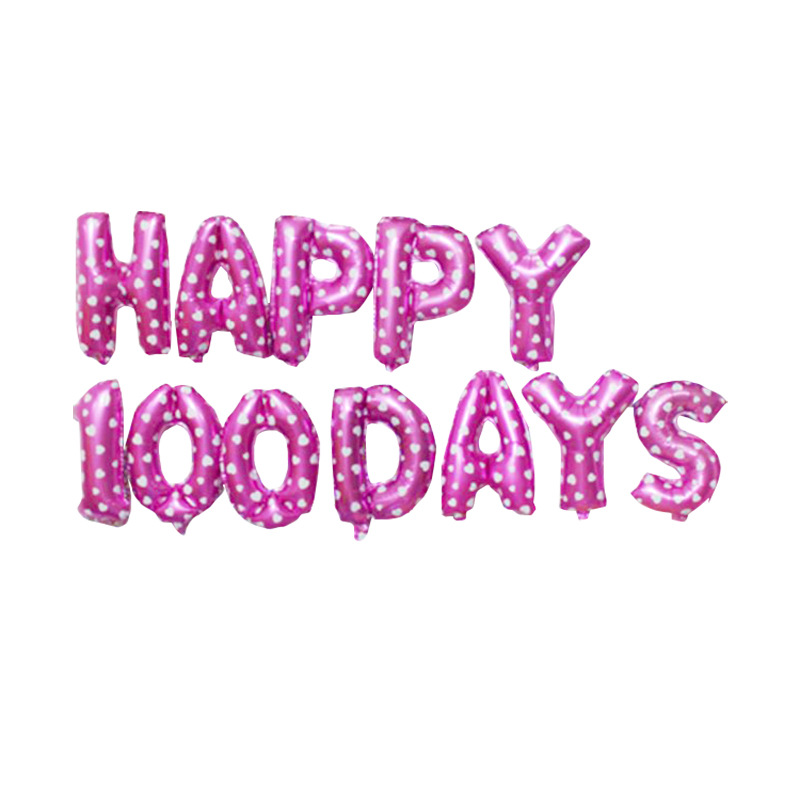 16寸happy100 days铝膜气球字母套餐 宝宝百日宴装饰气球可悬挂