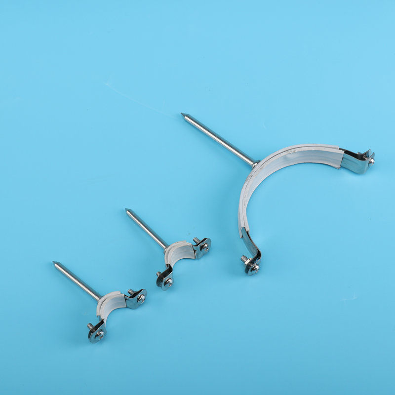 厂家直销20160半不锈钢带钉管卡pvc水管夹金属圆形不锈钢管卡