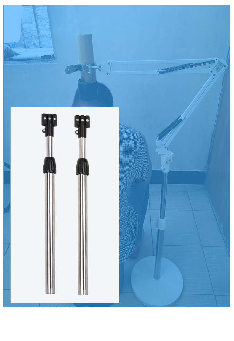 不锈钢伸缩杆批发电风扇杆三插孔连接器伸缩杆底部螺纹锁直管供应