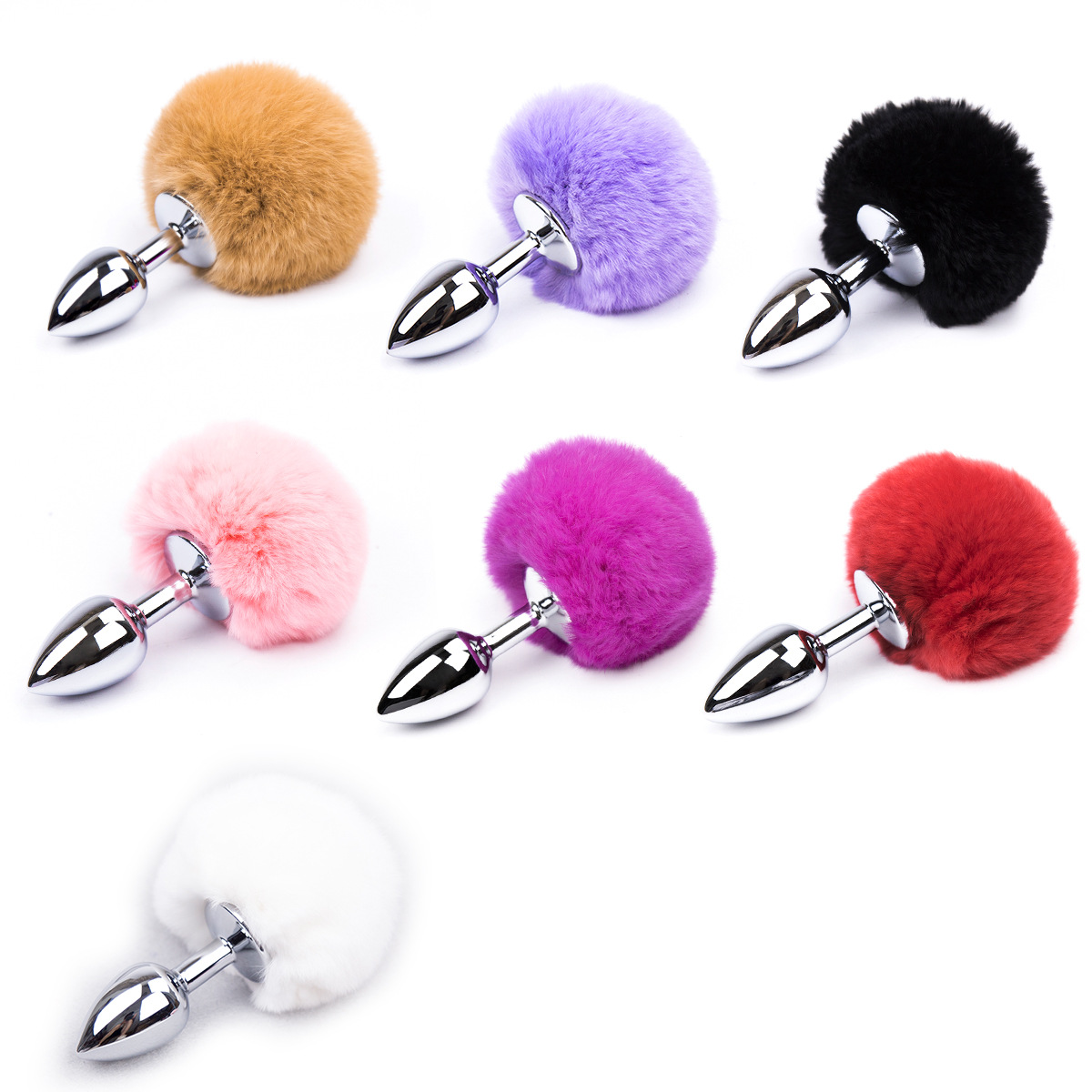 Rabbit Tail Fur Ball Back Court Metal Butt Plug Alternative Sex Toys for Men and Women Bunny Couple Masturbation Products