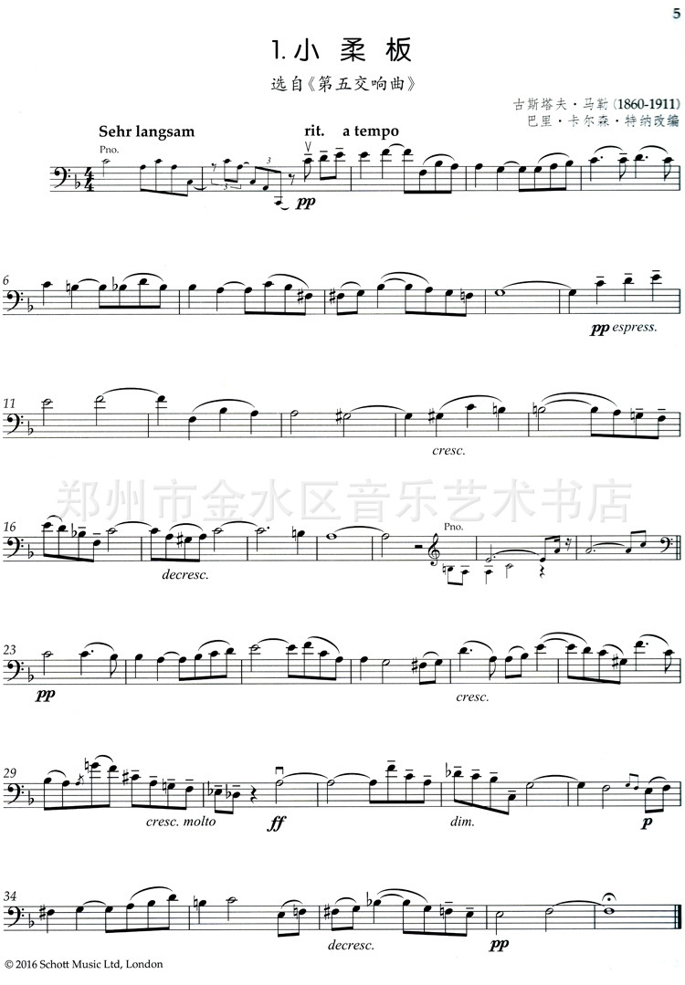 大提琴世界经典名曲50首简易改编版初学者入门曲集练习曲谱书教材