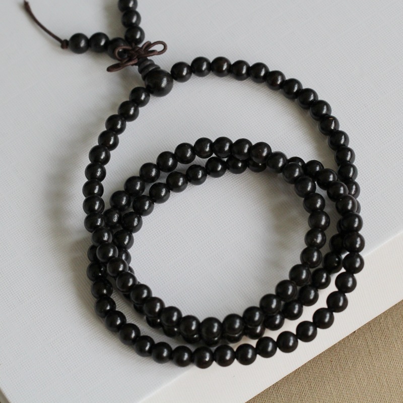 黑檀木 紫光檀圆珠108颗佛珠手串 8mm6mm 手链