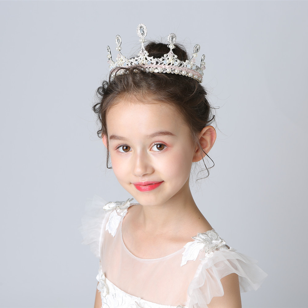 儿童公主礼服王冠发饰头箍花童婚纱头饰女童生日走秀演出配饰皇冠
