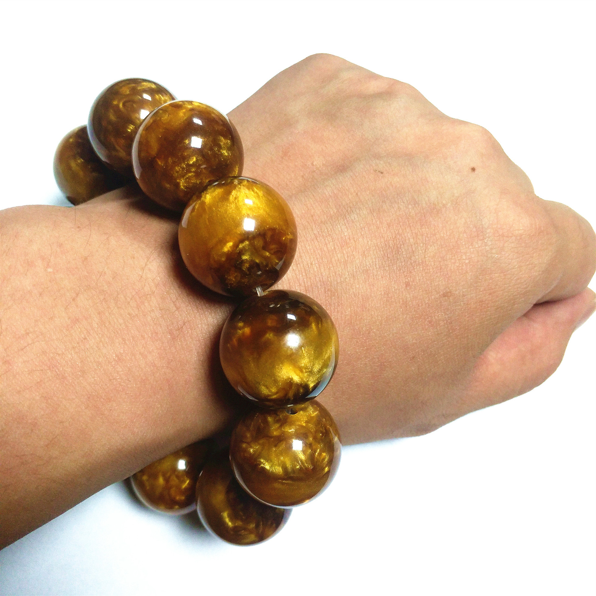 海柳佛珠手串手链批发20mm仿树脂18颗男女款时尚金丝海柳手串