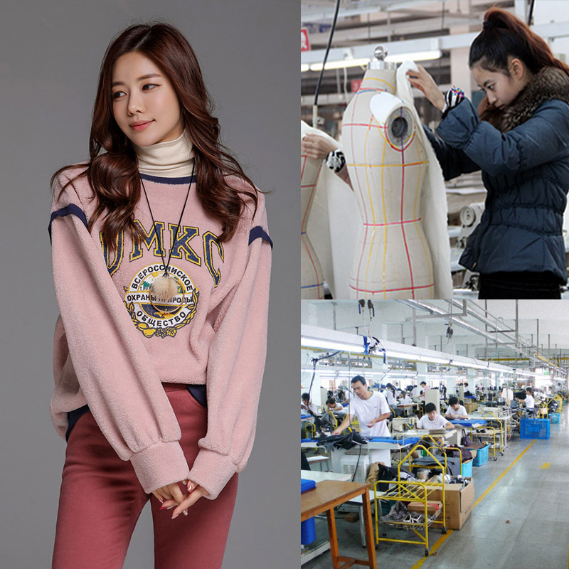 女装韩版印花刺绣丝绒衫圆领卫衣针织工厂专业小批量来样加工定制