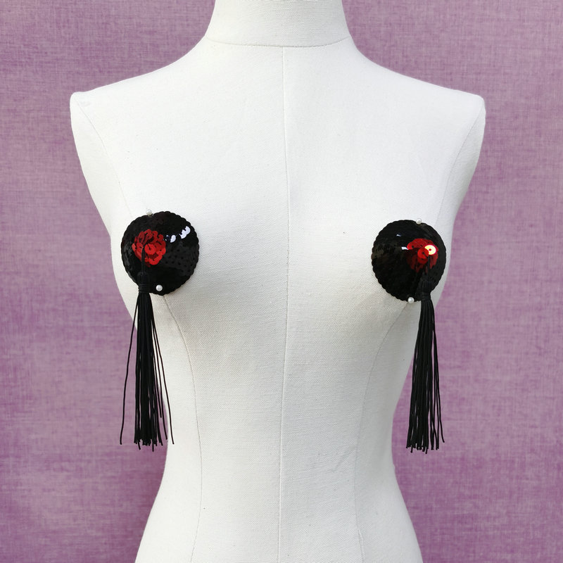 现货性感血滴子乳贴强粘性可水洗 流苏乳贴 亮片情趣胸贴