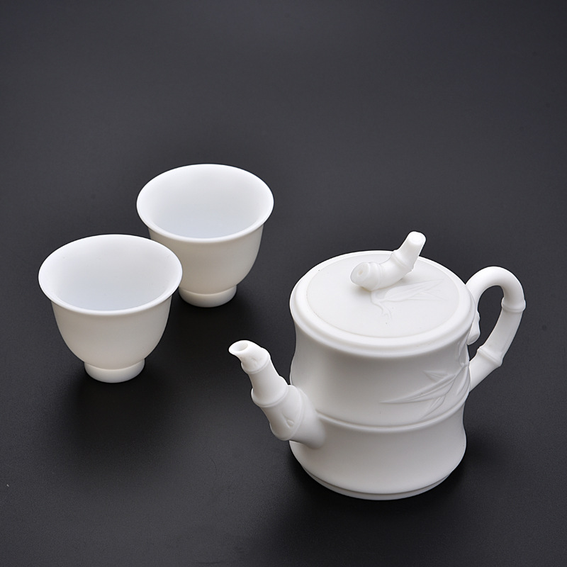 德化高岭土茶具套装陶瓷功夫茶具茶杯建白瓷手工素烧茶壶一壶二杯