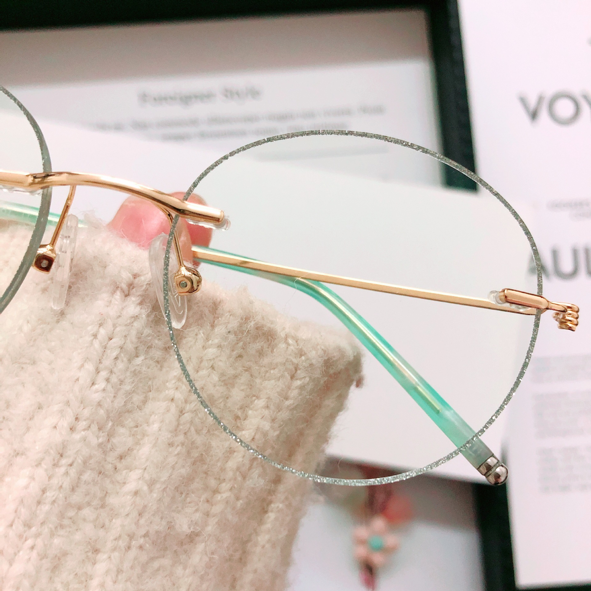 复古超轻时尚眼镜架小清新圆形无框潮流眼镜框可配近视眼镜8587