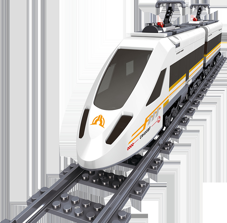 哲高ql0307积木火车系列复兴高速列车儿童益智拼装玩具小颗粒盒装