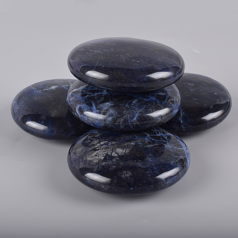 粉晶按摩石粉水晶石头热敷能量石眼部按摩石黑曜石圆饼热敷石