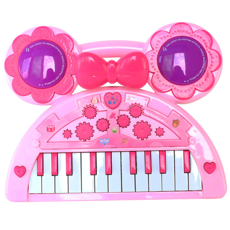 儿童蝴蝶结卡通电子琴 灯光音乐多功能歌曲演奏儿童早教玩具弹琴