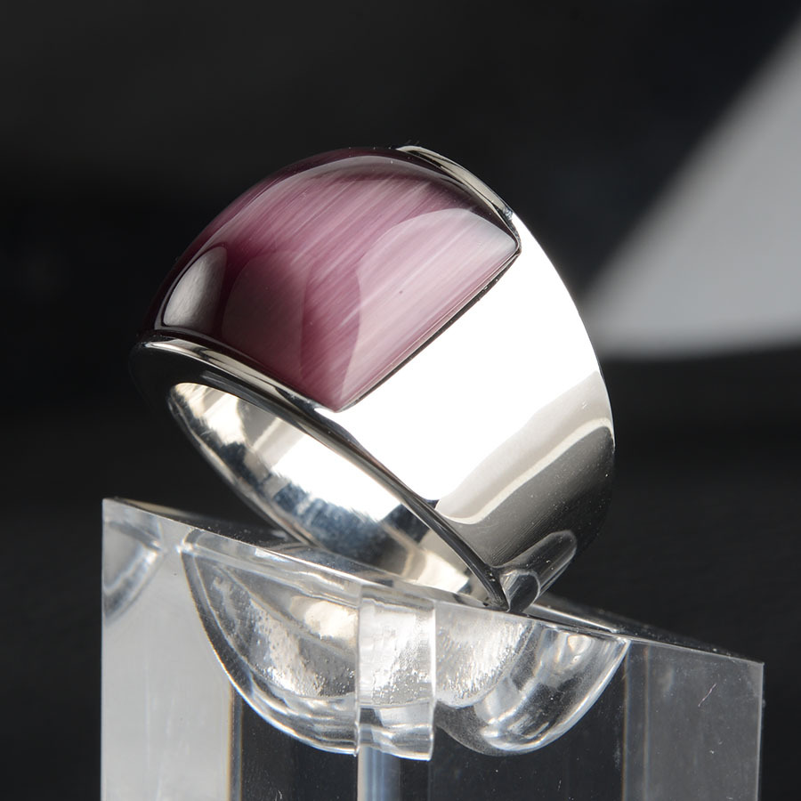 钛钢饰品批发 创意不锈钢男士猫眼石大班指 单身食指环戒指代发