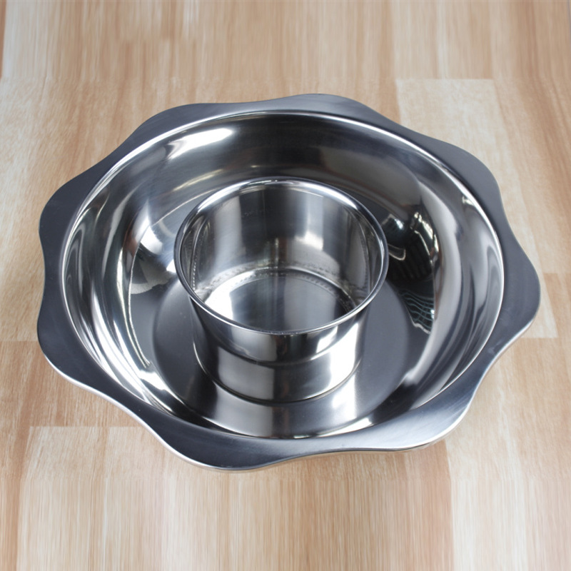 304不锈钢八角火锅加厚太阳子母清汤锅火锅锅具太阳鸳鸯盆电磁炉