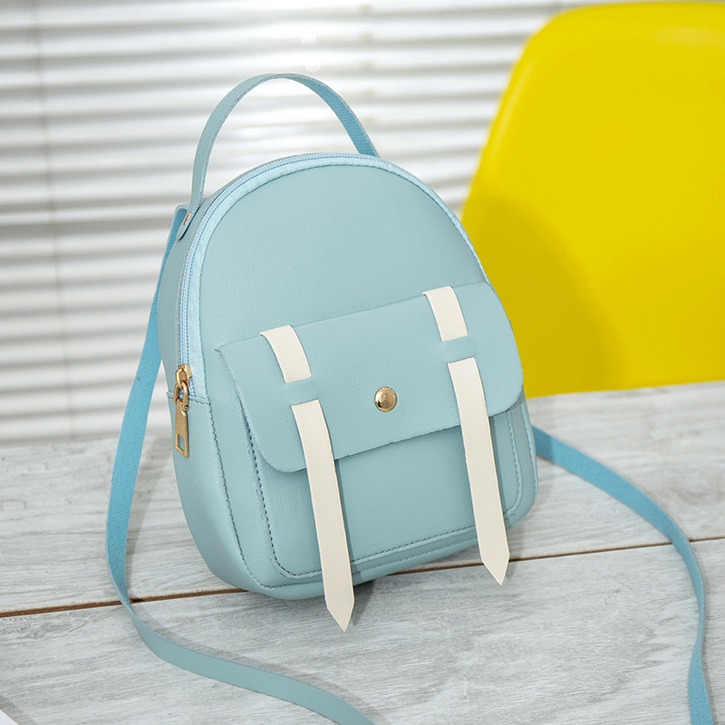 Preppy Style Backpack Women's Bag 2022 Fashion Mini Backpack Contrast Color Pure Color All-Matching Portable Messenger Bag